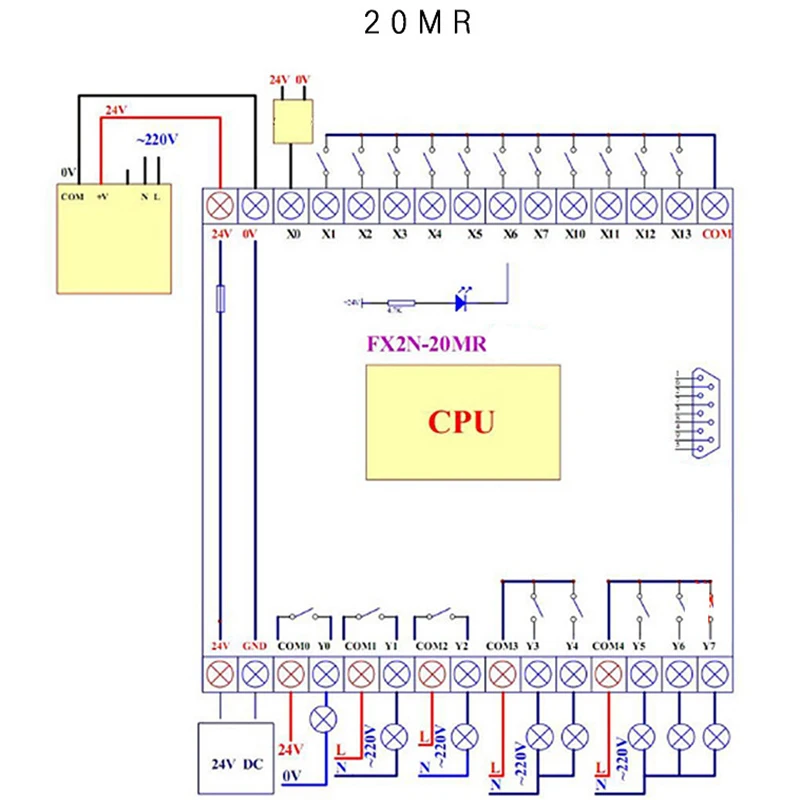 Программируемый логический контроллер FX2N-20MR PLC промышленная плата управления 12