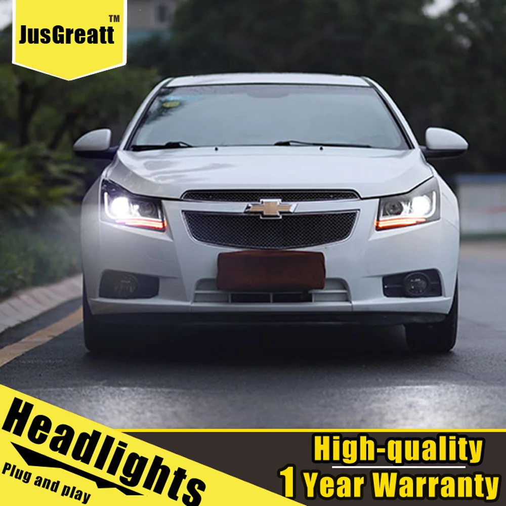 

A Pair For Chevrole Cruze LED Headlights 2009-2014 HID Head Lamps Bi Xenon Beam Fog Daytime Running Lights Double lens