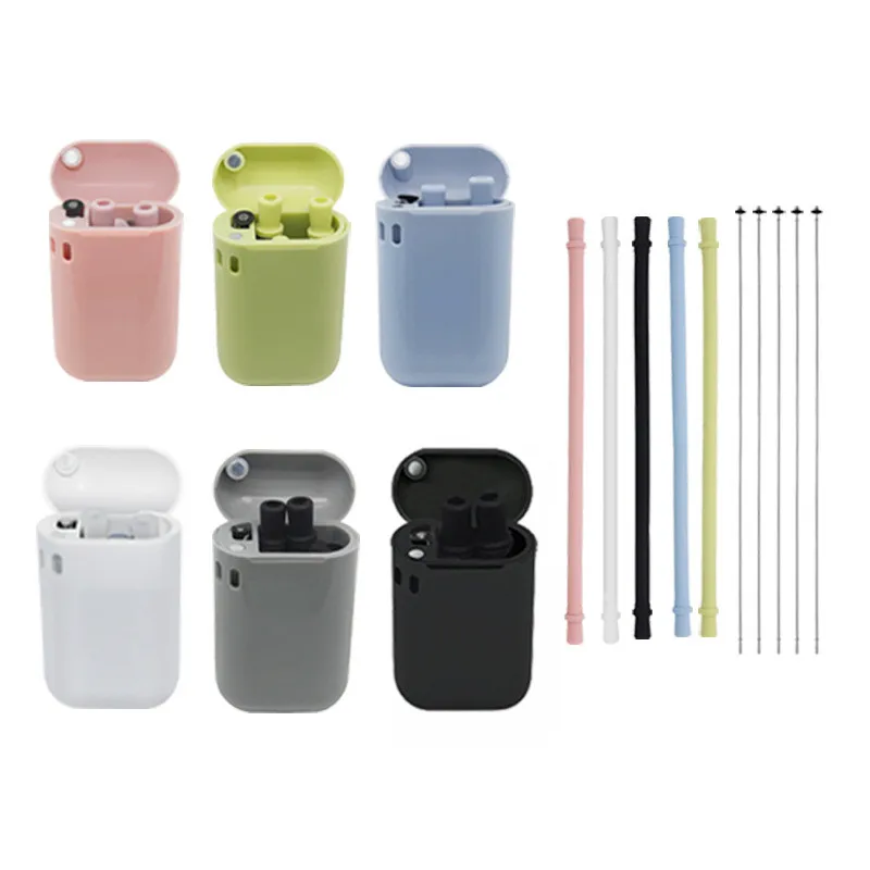 Складные силиконовые соломинки 5 цветов портативная многоразовая соломинка для