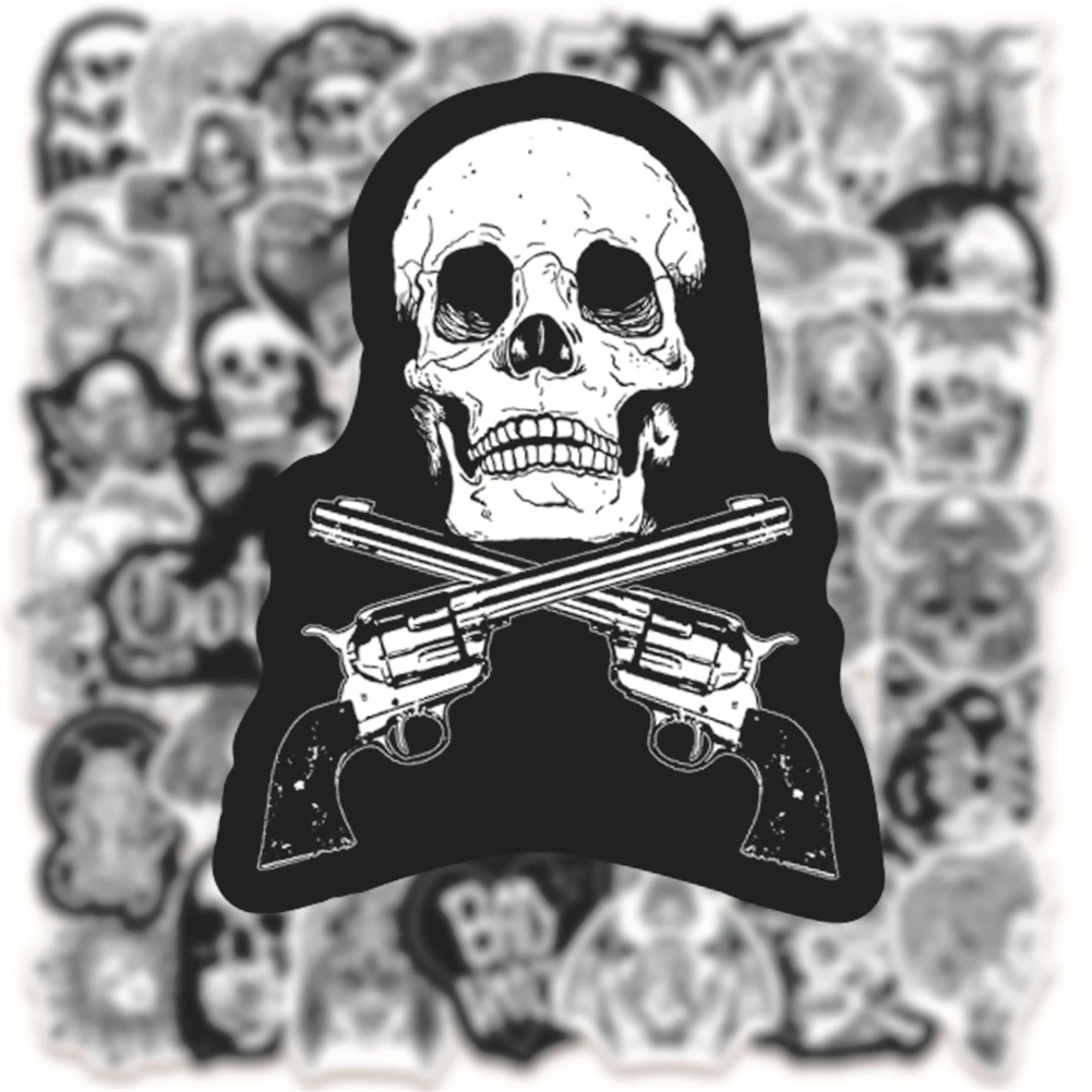 Pegatinas impermeables decorativas para Notebook, 10/30/50 Uds., estilo Punk, g&oacute;tico, dibujos animados, Maleta de Graffiti, negro y blanco, venta al por mayor-1