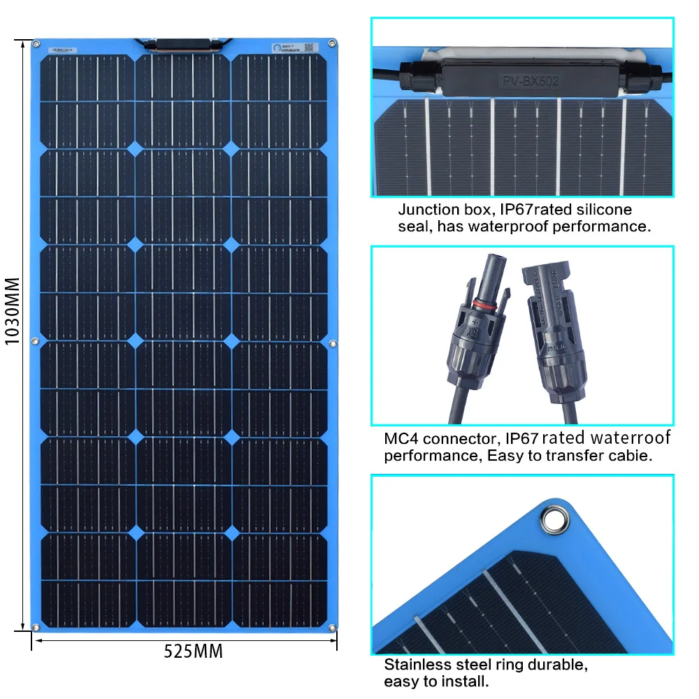 XINPUGUANG 18V 100W Панели солнечные гибкий тарелка сотовый 100 ватт 200W 300W 500W 800w 1000w 12v 24v 36v 48v