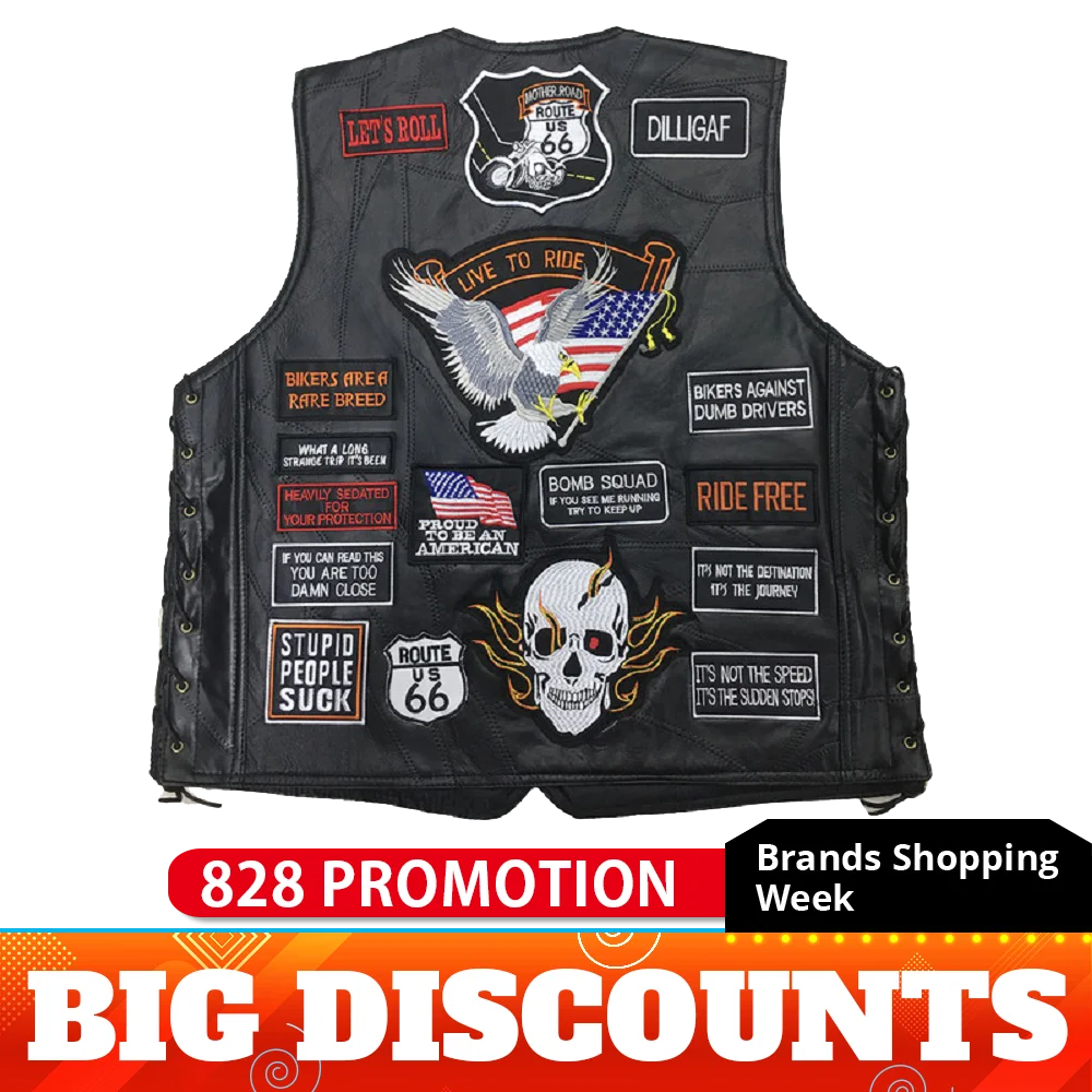 Мотоциклетная куртка Мужская Байкерская жилетка из овечьей кожи мотоциклетная