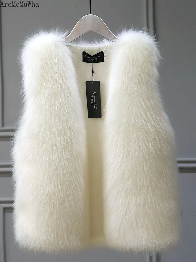 Женский жилет из искусственного меха AreMoMuWha короткий толстый норки в Корейском