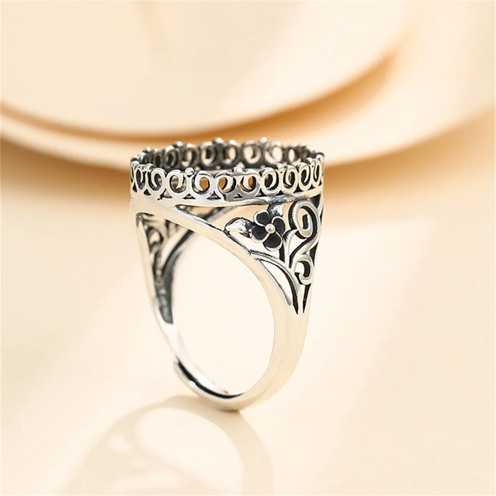 Ring Setting for 14x19mm Oval Cabochons Antique Style Ring Blank Thai Sterling Silver Adjustable Ring Base SR0204
