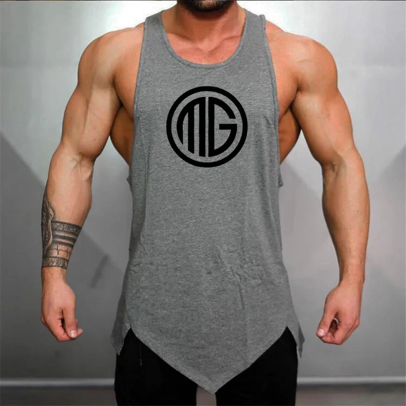 Майка мужская хлопковая дышащая брендовая безрукавка для мышц майка фитнеса