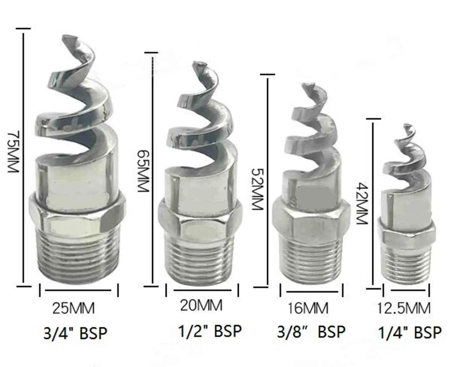 1/4 "3/8" 1/2 "3/4" 1 "BSP 316L Edelstahl Spirale Kegel Zerstäubung Spray Düse Entstaubung – Detail 1