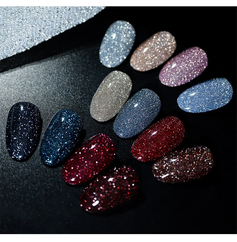 

New Reflective Glitter Gel Nail Polish Sparkling Auroras Nail Art Sparkling Glitter Semi Permanent Varnish Holographics Effect