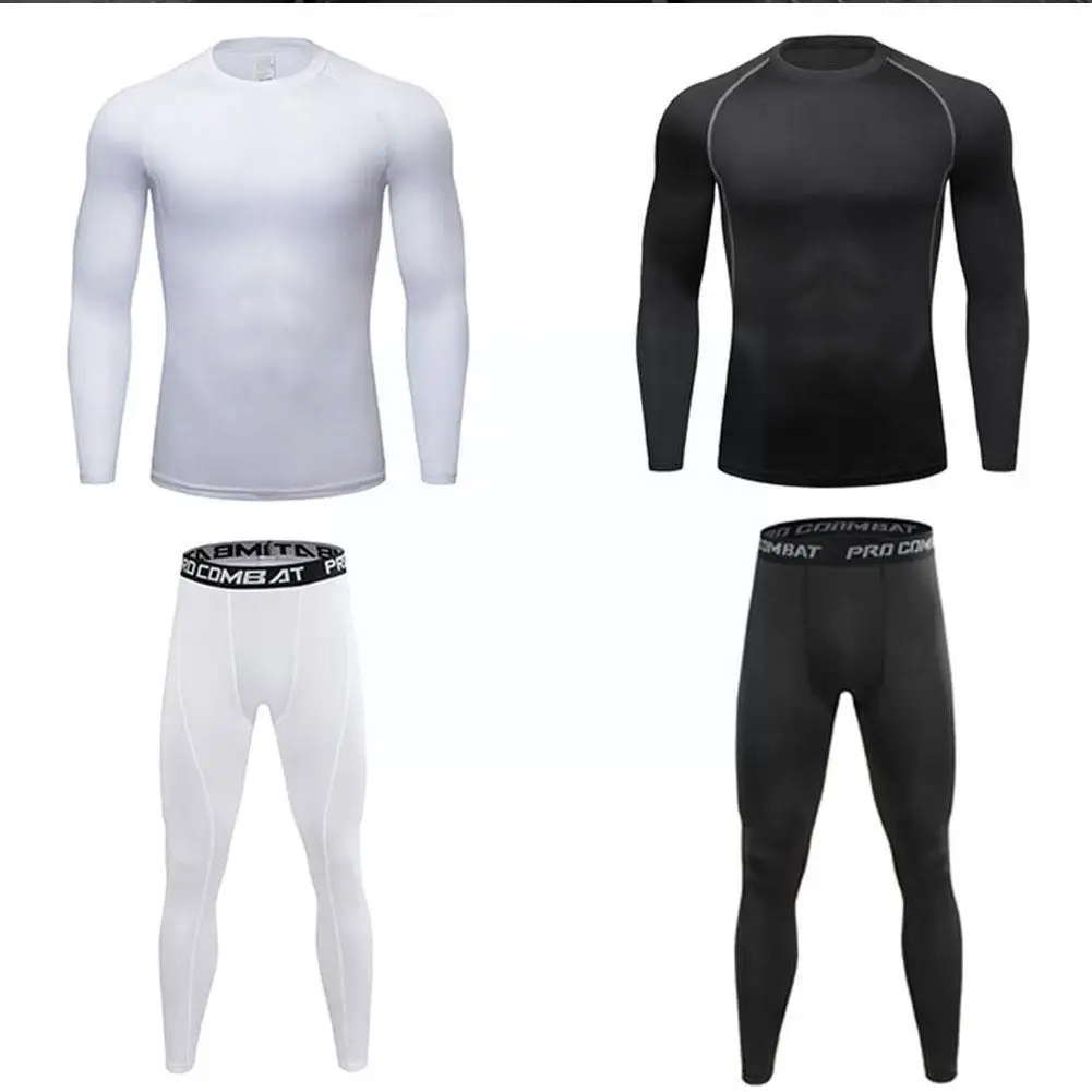 

Трико спортивное мужское для бега, спортивные облегающие дышащие быстросохнущие тренировочные брюки с длинными рукавами, костюм из двух пр...