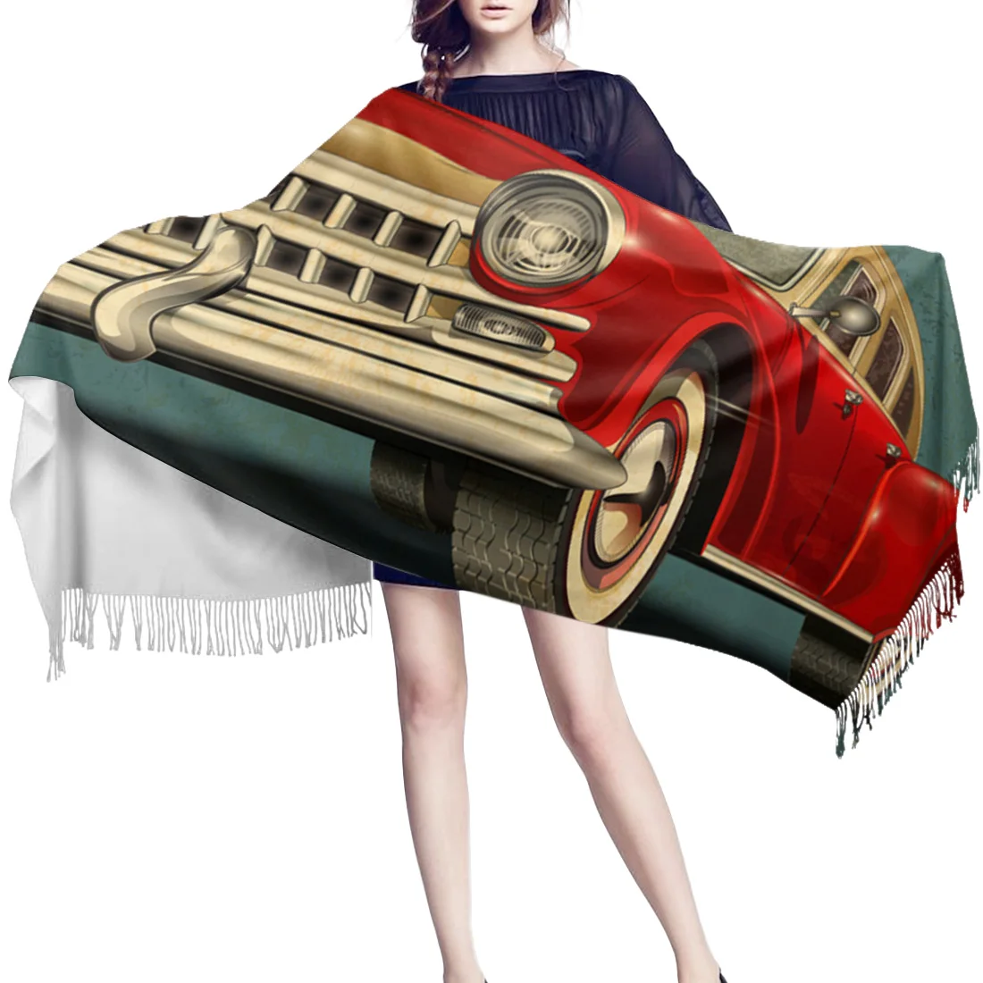 Женский зимний шарф Классический постер в стиле ретро дорожка для автомобиля 66