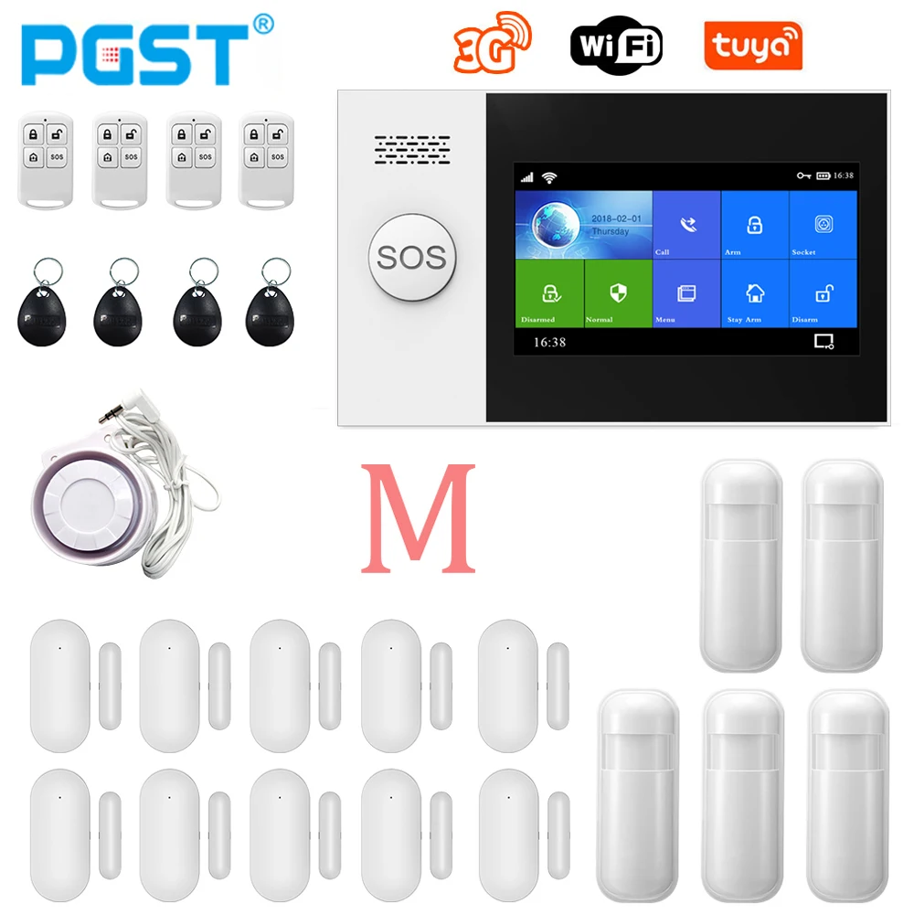 PGST PG-107 4G Tuya Wireless Home WIFI GSM Home Security With Motion Detector Sensor Burglar Alarm System Support Alexa & Google