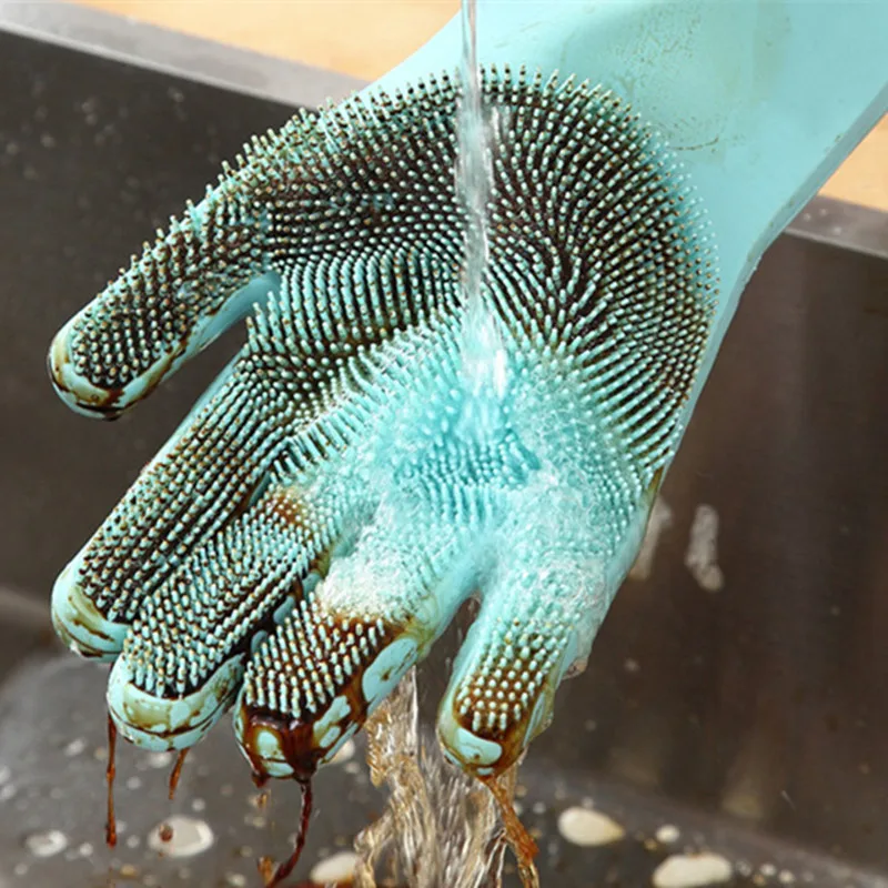 

Cleaning Tool Kitchen Accessories Magic Dishwashing Silicone Gloves Protect Hand Dirt Clean Brushes Wash Fruit Vegetable Gadget