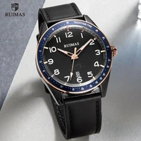 ruimas fashion mens watches luxury leather strap quartz watch man top brand military sports wristwatch relogios masculino 573