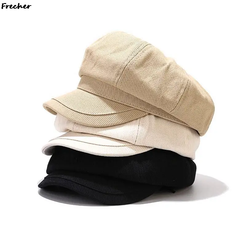Korean Version Of The Autumn And Winter New Cap Fresh Cute Retro Corduroy Octagonal Hat Male Female Literary Artist Bere | Аксессуары