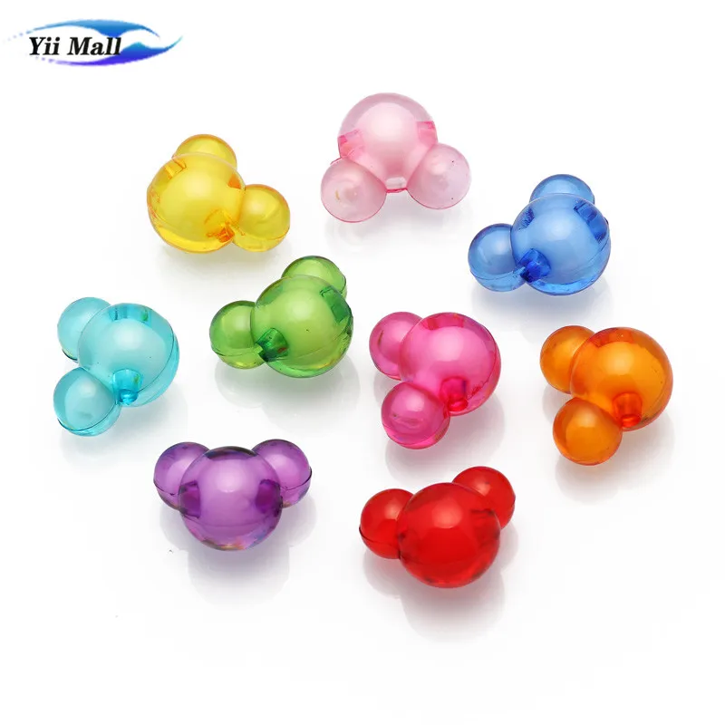 

Acrylic Mixed Color Bear Head 10pcs Spacer Loose Beads For Charm Bracelet Necklace Jewelry Making Children Headwear DIY Supplies