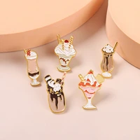 ice cream enamel pins chocolate strawberry cookies brooches bag hat lapel pin badge dessert shop decoration jewelry wholesale