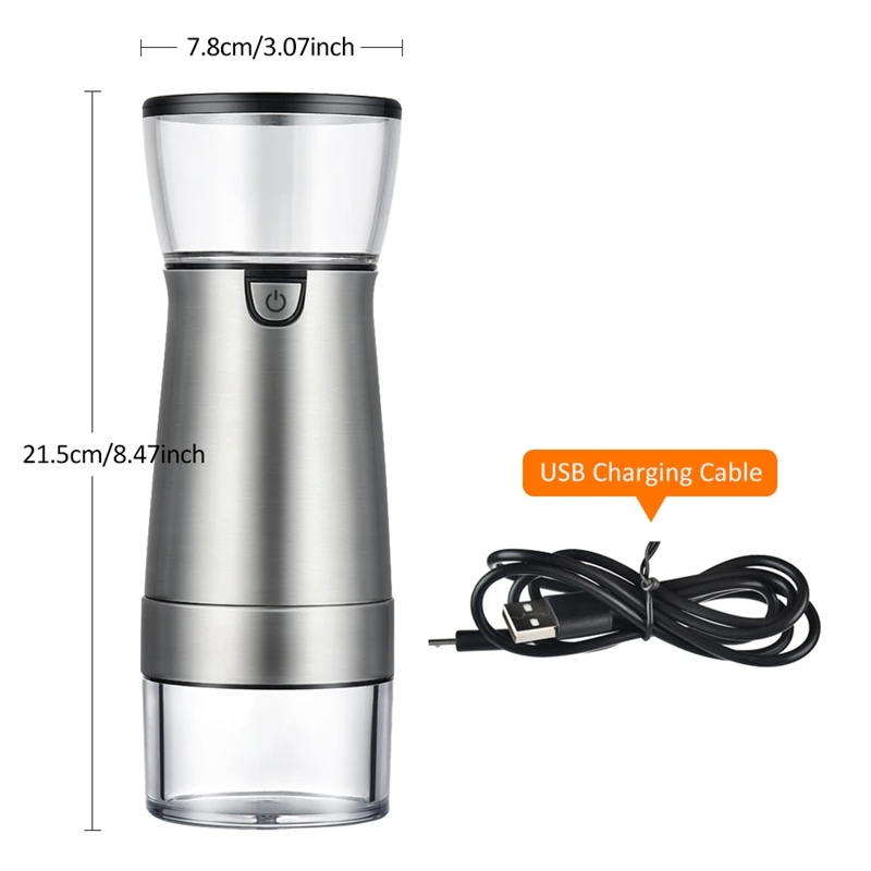 

USB Electric Coffee Grinder Stainless Steel Adjustable Professional Coffee Bean Mill Pepper Grinding Machine Kitchen Tools