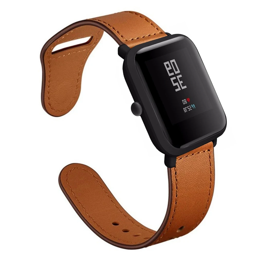 1 Ремешок для часов Amazfit GTS из натуральной кожи браслет Correa для Xiaomi Huami Amazfit Bip Lite Молодежные часы аксессуары - Цвет: 1