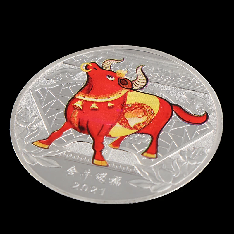 

1PC 2021 Year Of The Ox Commemorative Coin Lucky China Souvenir Collectible Coin for Home Decoration