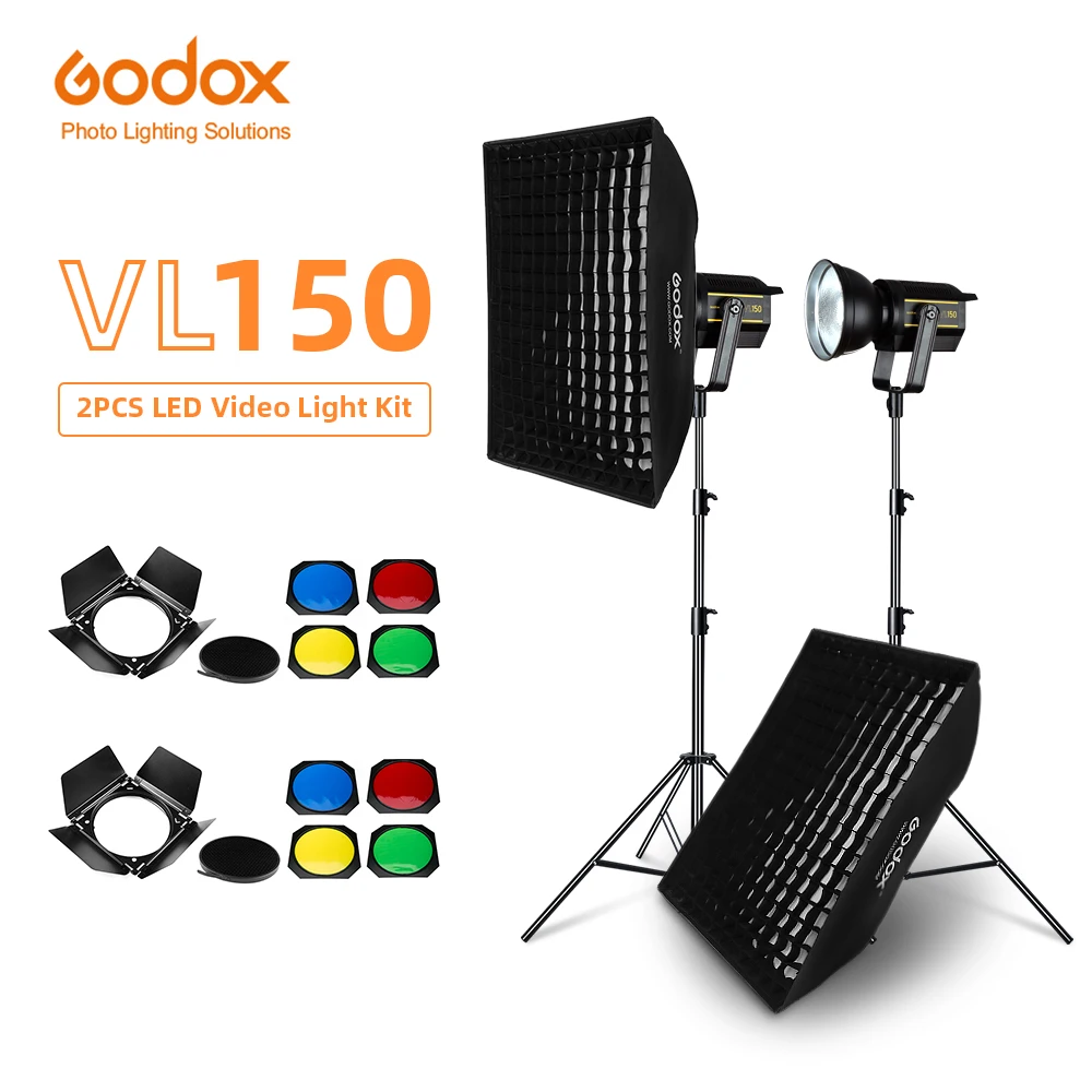 Godox VL150 150 Вт 5600K белая версия светильник для видеосъемки непрерывный выход + 70x100 см