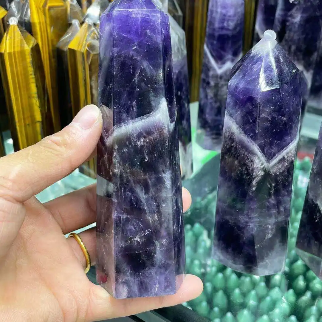 200-1200 г Природный кристалл мечты Аметист обелиск кварцевый стержень Исцеление