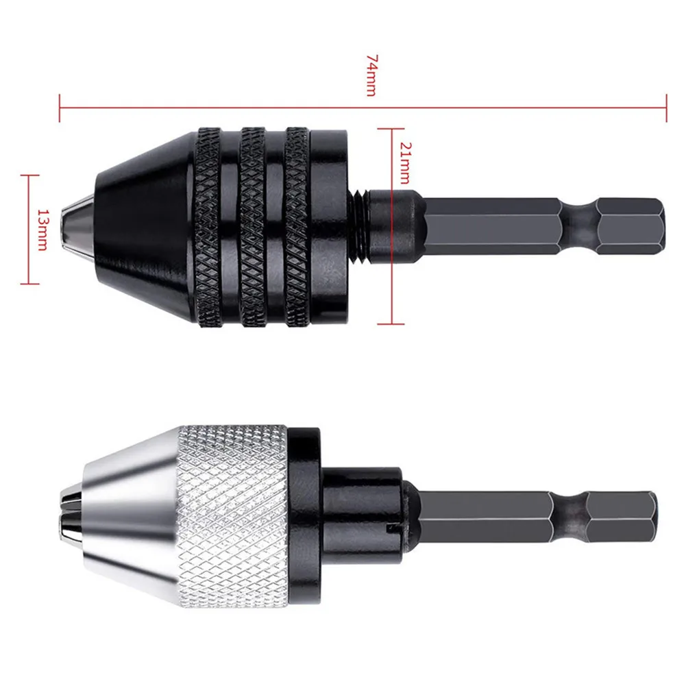 

4 Pieces Keyless Drill Chuck 1/4, 1/8, 1/16 Inch Hex And Round Shanks Small K8Y6 Dremel Electric Screwdriver Chuck Black + Silve