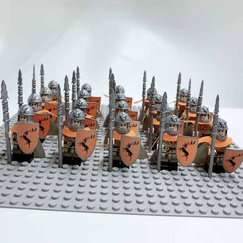 XP216 20PCS 20 шт. строительные блоки игрушки Дети средневековый замок Красный Лев Золотая Корона Рыцари король Solider щит меч - Цвет: XP216 20PCS