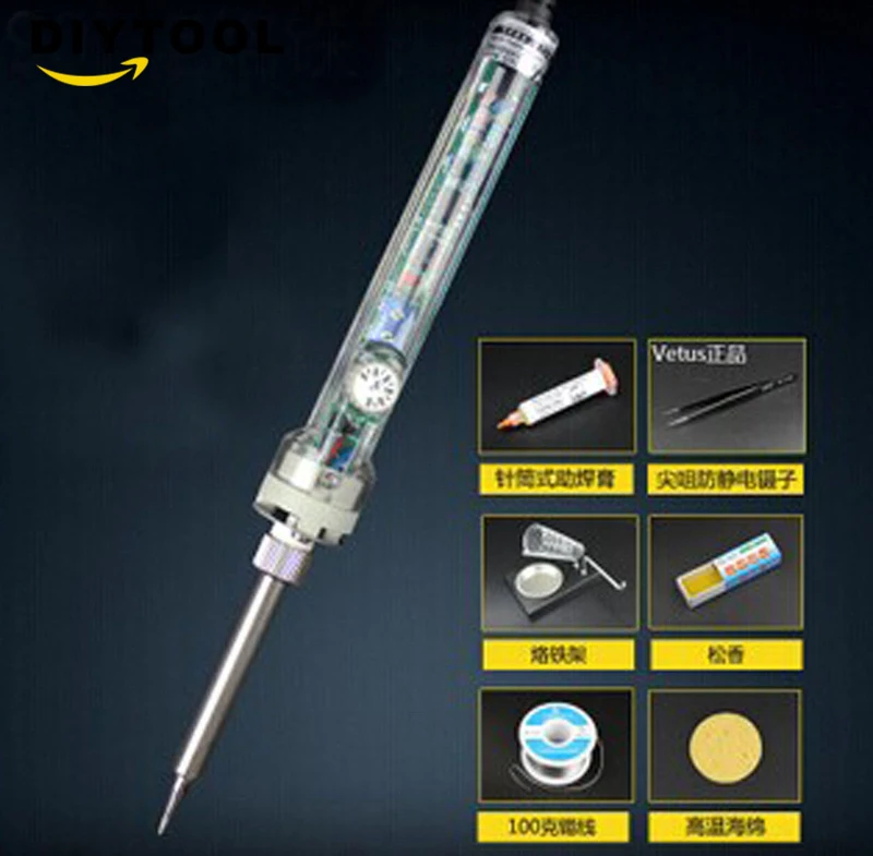 

60W 220V Adjustable Electric Temperature Gun Welding Soldering Iron Tool kit паяльник