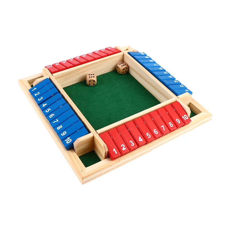 

Shut The Box Dice Board Game 4 Sided 10 Number Wooden Flaps Dices Game Family