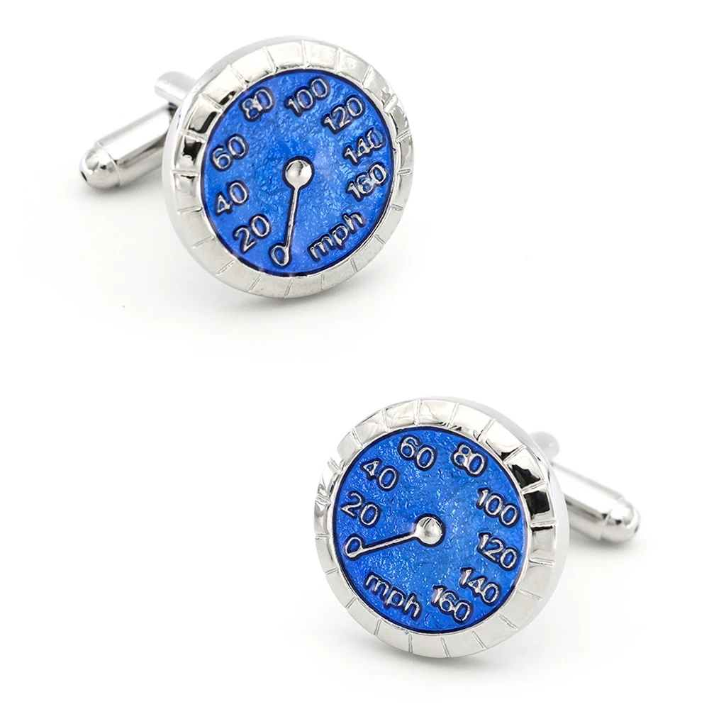 

Auto Design Car Speedometer Cufflinks Quality Brass Material Blue Color Cuff Links Wholesale&retail