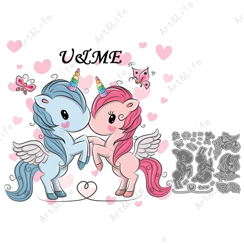 

Cute Unicorn You And Me Love you New Metal Cutting Dies Stencils for Making Scrapbooking Album Birthday Card Embossing Cut Dies