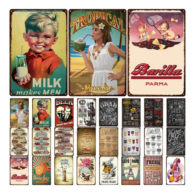 

Classic Cafe Mocha Metal Tin Signs Drink Tea Coffee Vintage Poster Wall Plate For Bar Home Kitchen Decor Wall Sticker 20x30cm