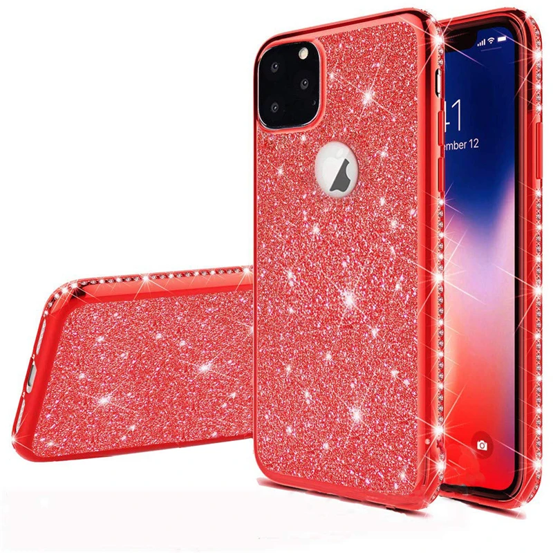 Роскошный силиконовый чехол со стразами для iPhone 11 Pro max 2019 мягкий из ТПУ Apple iphone XR XS