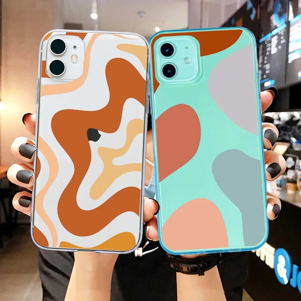 

Fashion Liquid Swirl Abstract Pattern Beige Sage Green Phone Case For iPhone 12 11 Pro Max 8 7 6 6S Plus XR X XS Max 5S SE2020