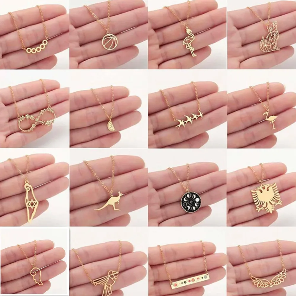 Chereda Элегантное ожерелье из нержавеющей стали с фламинго для женщин ручная