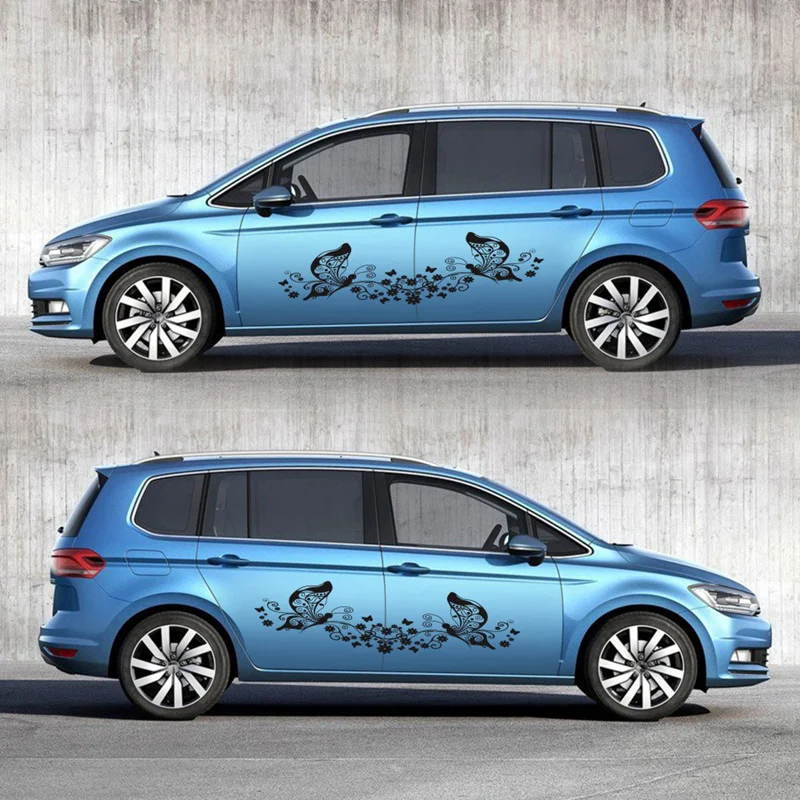 

Car Stickers Butterfly Flower Totem Vehicle Body Side Skirt Styling Sticker Decals Stickers Body Pull Flowers A