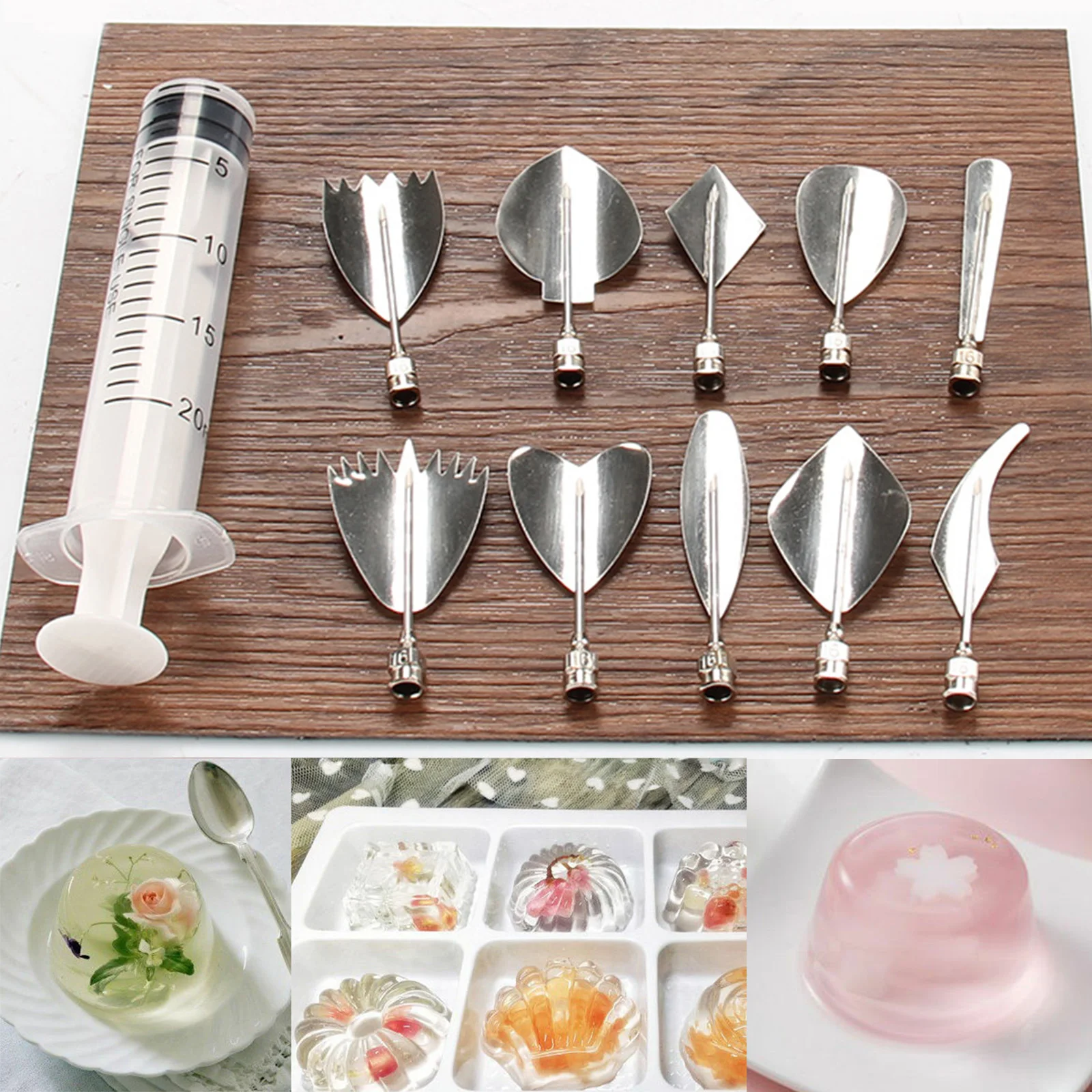 

11Pcs/Set 3D Jelly Flower Art Gadgets Pudding Mold Pastry Nozzle Syringe Cake Decorating Tool Needle Kitchen Accessories Tools