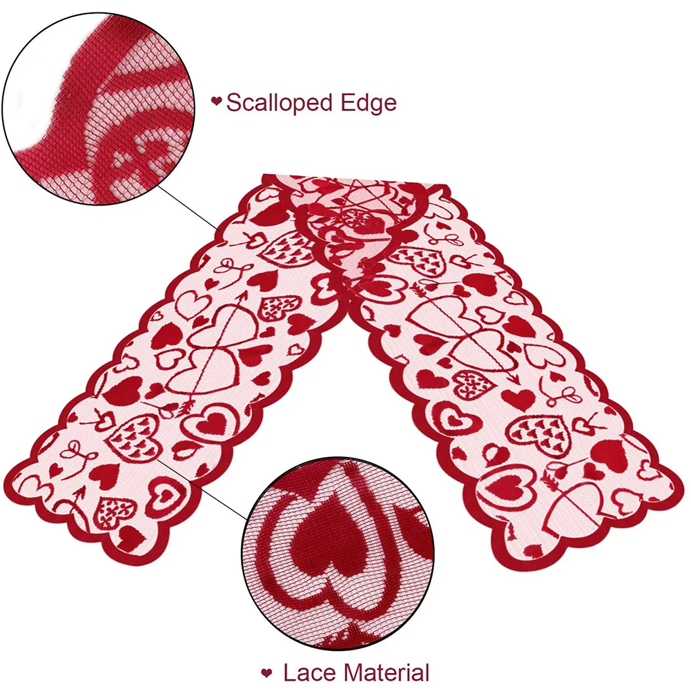 

Table Runner Red Lace Tablecloth And Placemat Topper Fireplace Rectangle Table Decoration For Home Decor Valentines Day Gift