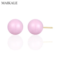 maikale all match two size round trendy multicolor ceramic stud earrings for women jewelry high quality brincos exquisite gift