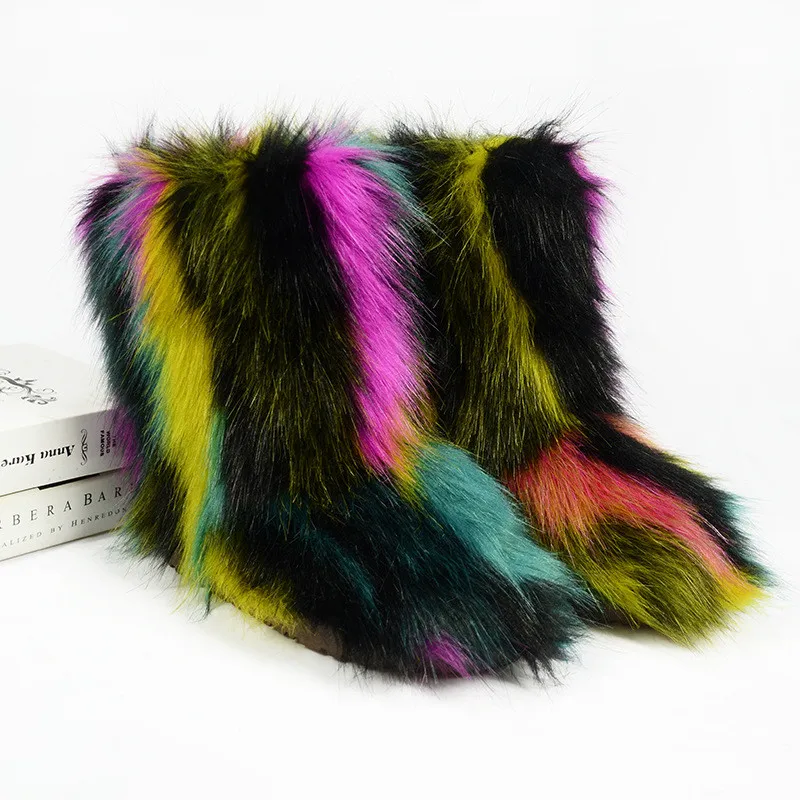 

Winter Women Fur Boots Fluffy Fur Snow Boots Female Faux Fur Ankle Boots Furry Boots Snug Snow Boots Brand Boots Cute Warm Shoes