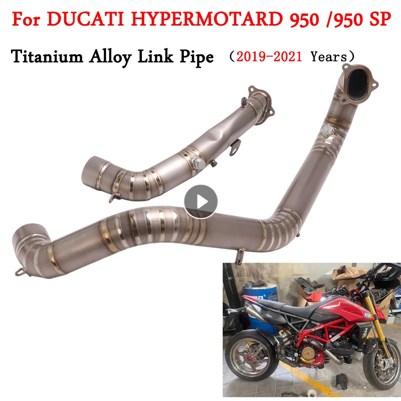 

Slip On For DUCATI Hypermotard 950 SP 2019 20 2021 Motorcycle Exhaust Titanium Alloy Double Front Link Pipe Connection Enhanced