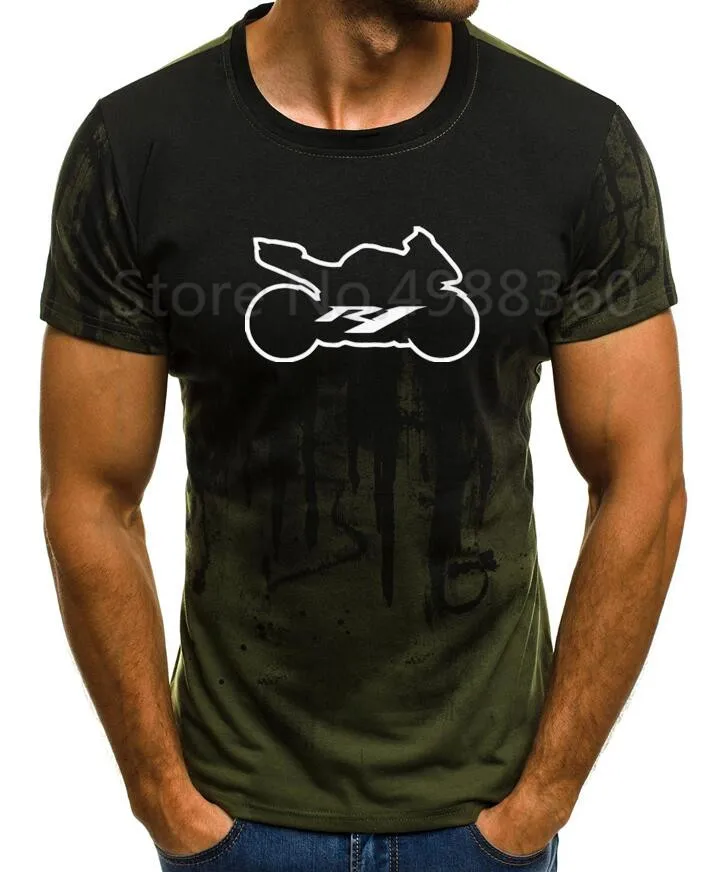 Летняя Новинка 2019 YAMAHA R1 мотоцикл Мужская футболка с коротким рукавом 100% хлопок