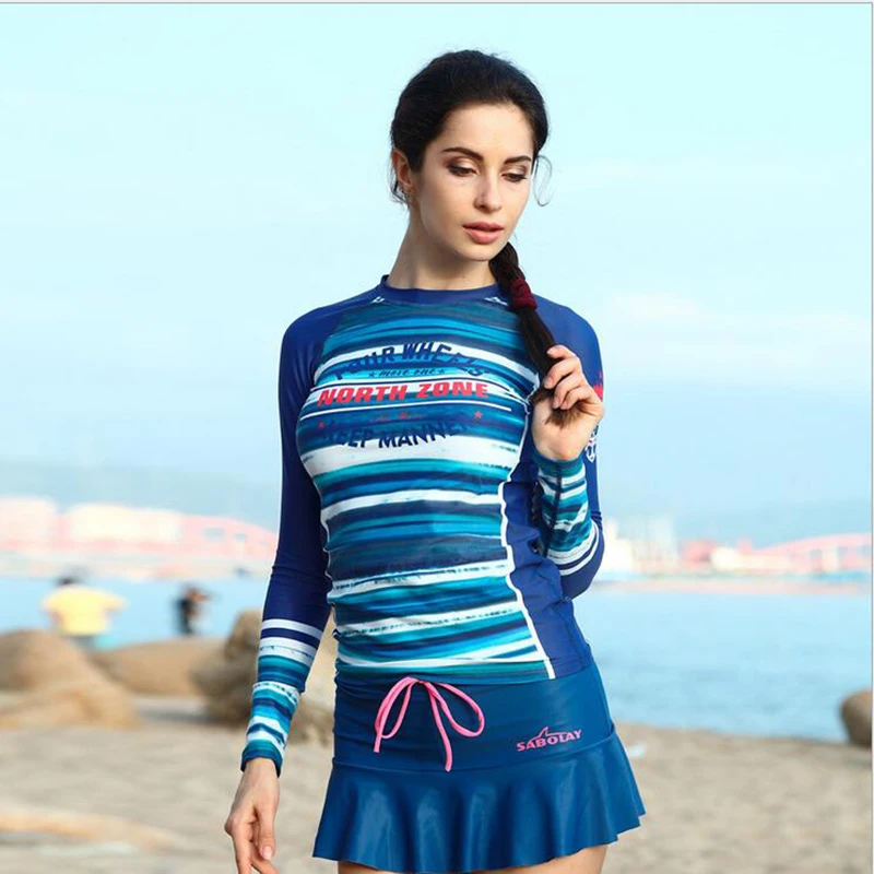 Женский Быстросохнущий костюм SABOLAY для серфинга пляжная одежда с юбкой