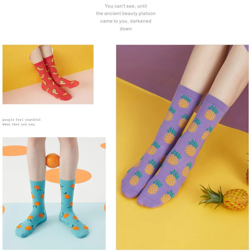 Новинка 2019 женские носки карамеллы с фруктами забавные авокадо длинные для