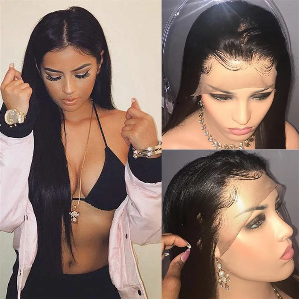 Цветной синтетический кружевной передний парик для черных женщин черные прямые