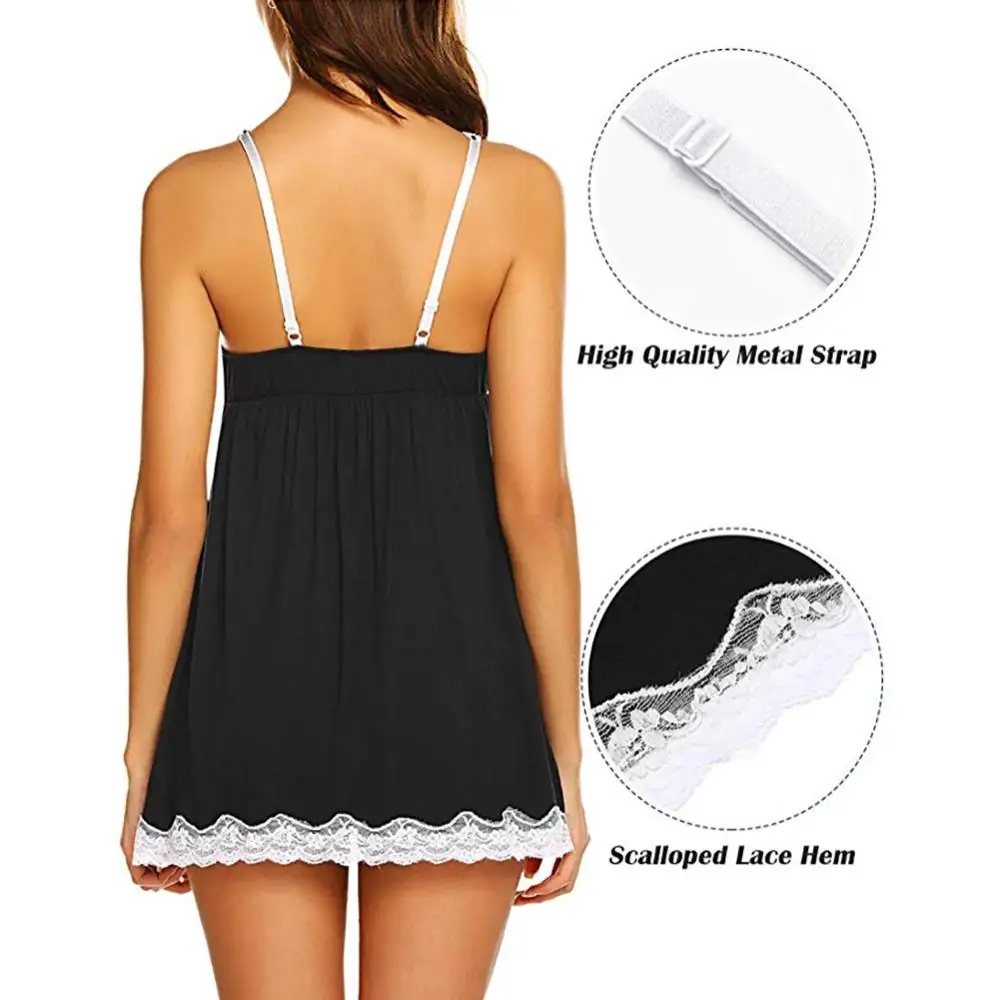 

O sexy lingerie Women Sexy Backless Strapless Ladies Solid Lace Panel Nightdress Sleepwear XL