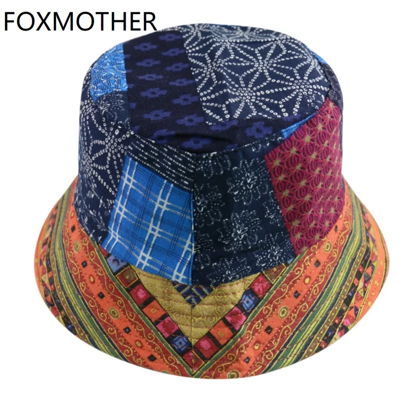 Новинка 2021, модная летняя Солнцезащитная шляпа FOXMOTHER в национальном стиле, с геометрическим узором, шапки для рыбаков, мужские шапки