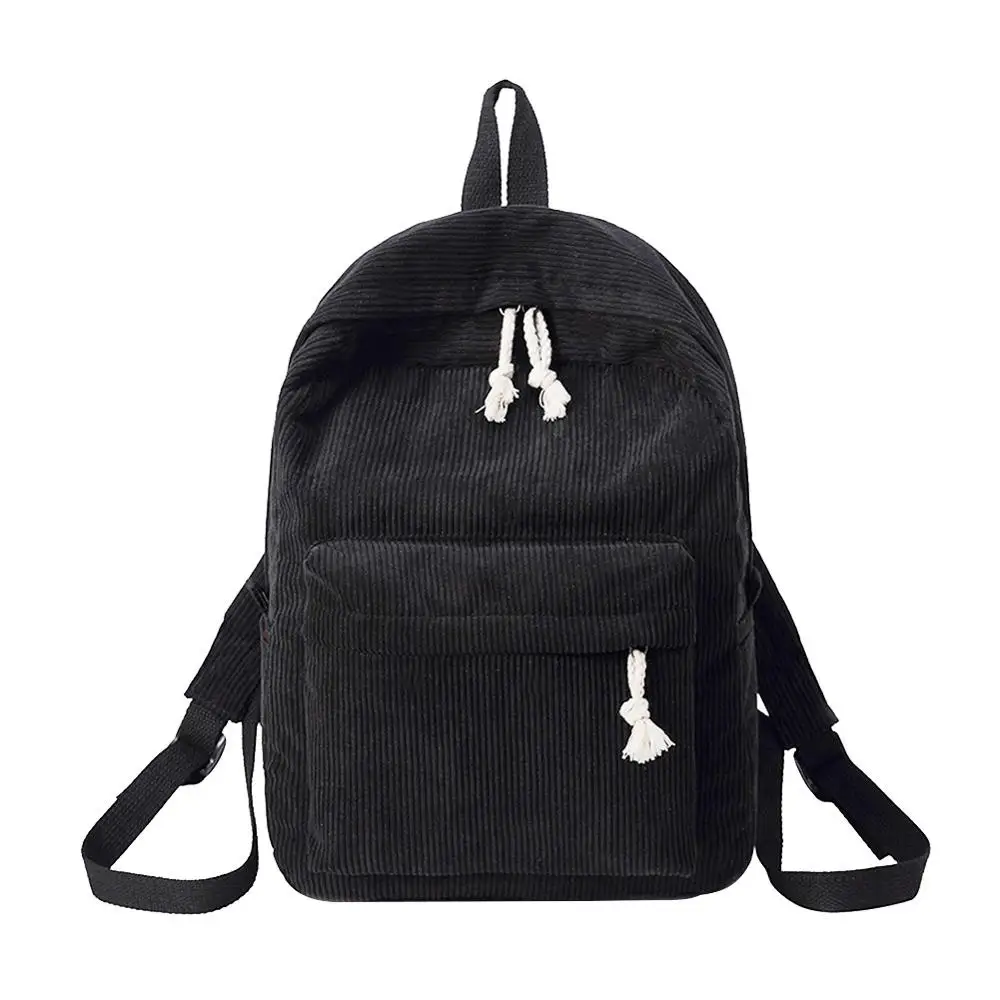 black Вельветовые рюкзаки для женщин Mochila модные зимние повседневные стильные Женские однотонные рюкзаки для девочек-подростков Прямая поставка - Цвет: black