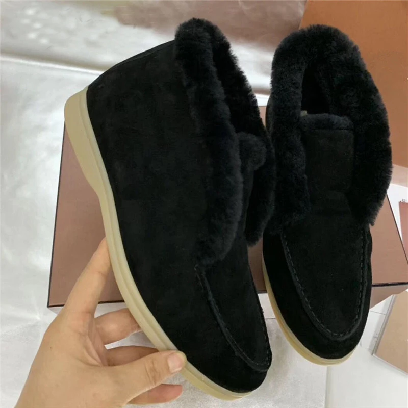 

Cow Suede Fur Winter Women's Trendy Ankle Boots Keep Warm Shoes High Quality Comfortable Wool Outside Slip-On Snow Boots