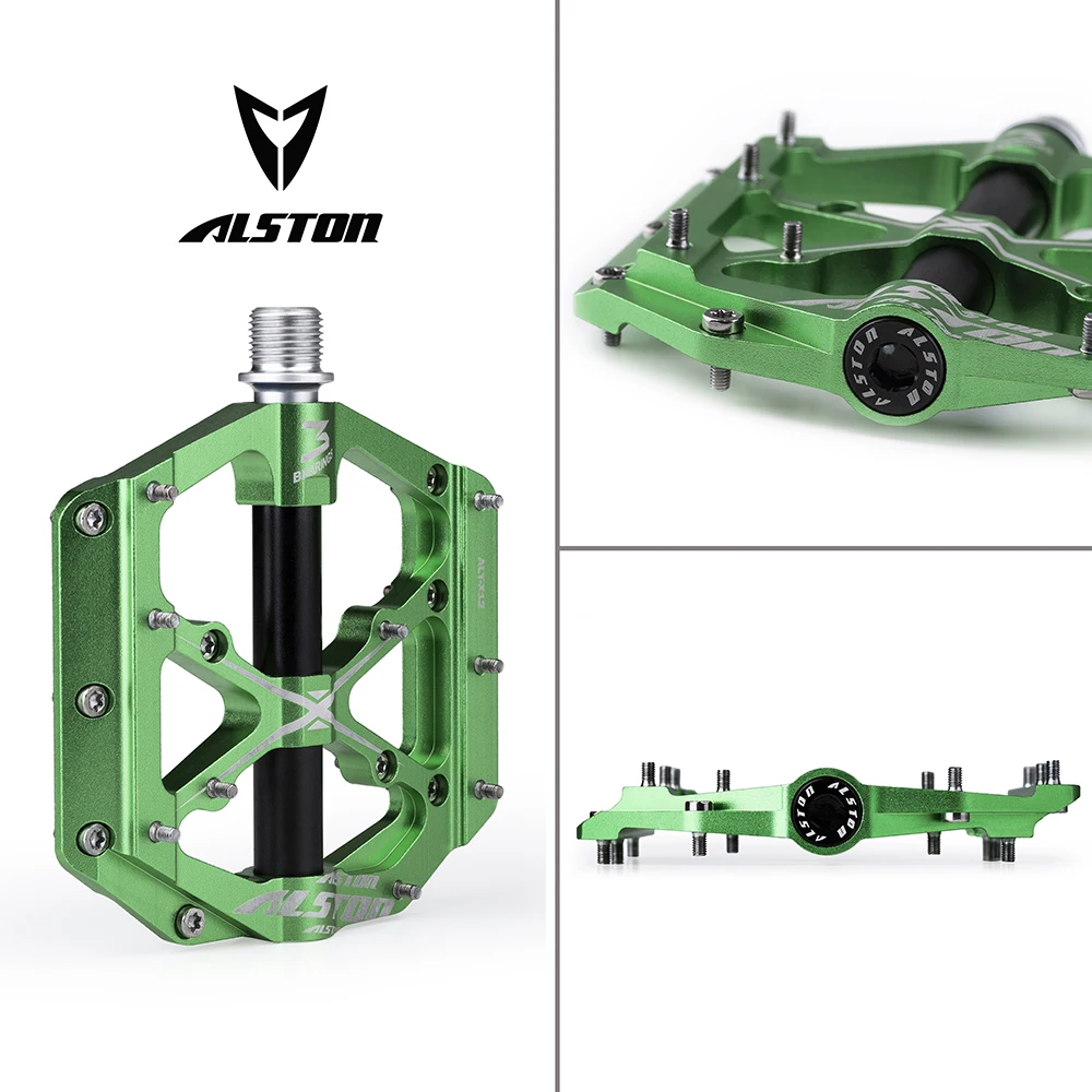 Ansjs, 3 подшипника, педали для горного велосипеда, платформа, велосипедные педали из плоского сплава, 9/16 дюймов, педали, Нескользящие, Плоские Педали из сплава