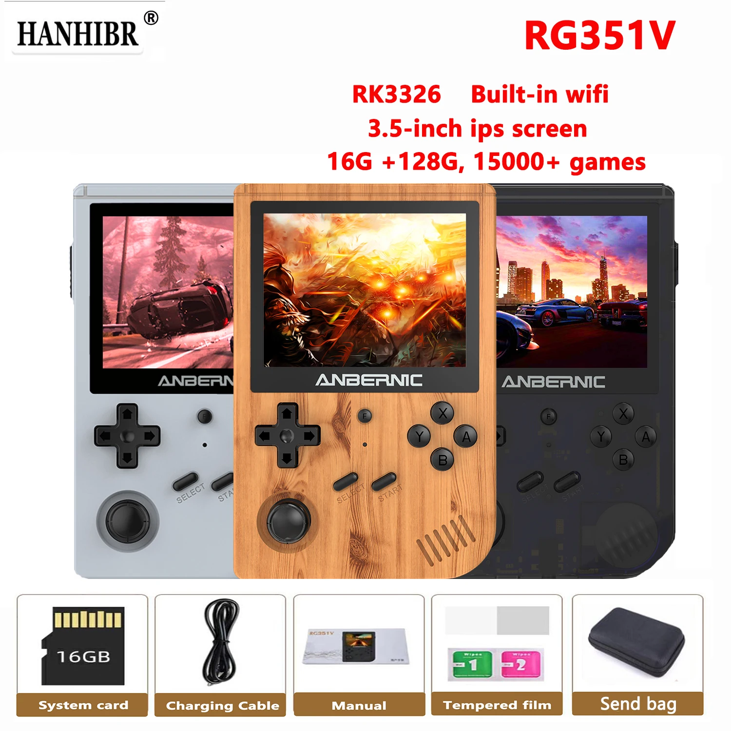 Preise ANBERNI Neueste RG351V Retro Spiel Konsole RK3326 Handheld Game Player 3.5